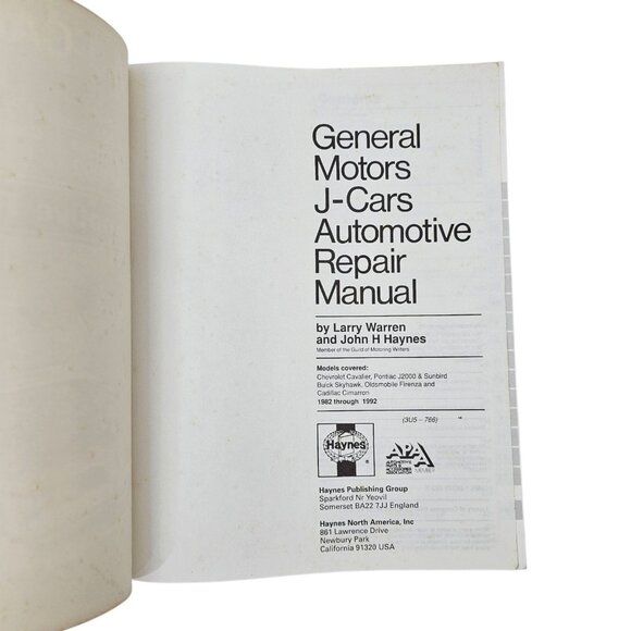 Haynes GM J-Cars Cavalier J2000 Sunbird Skyhawk Firenza 1982 - 92 Repair Manual - Picture 5 of 11